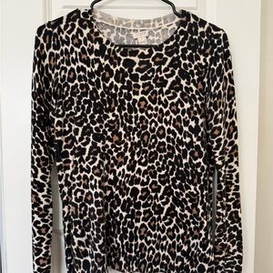 J. Crew Leopard Print Crew Neck Sweater